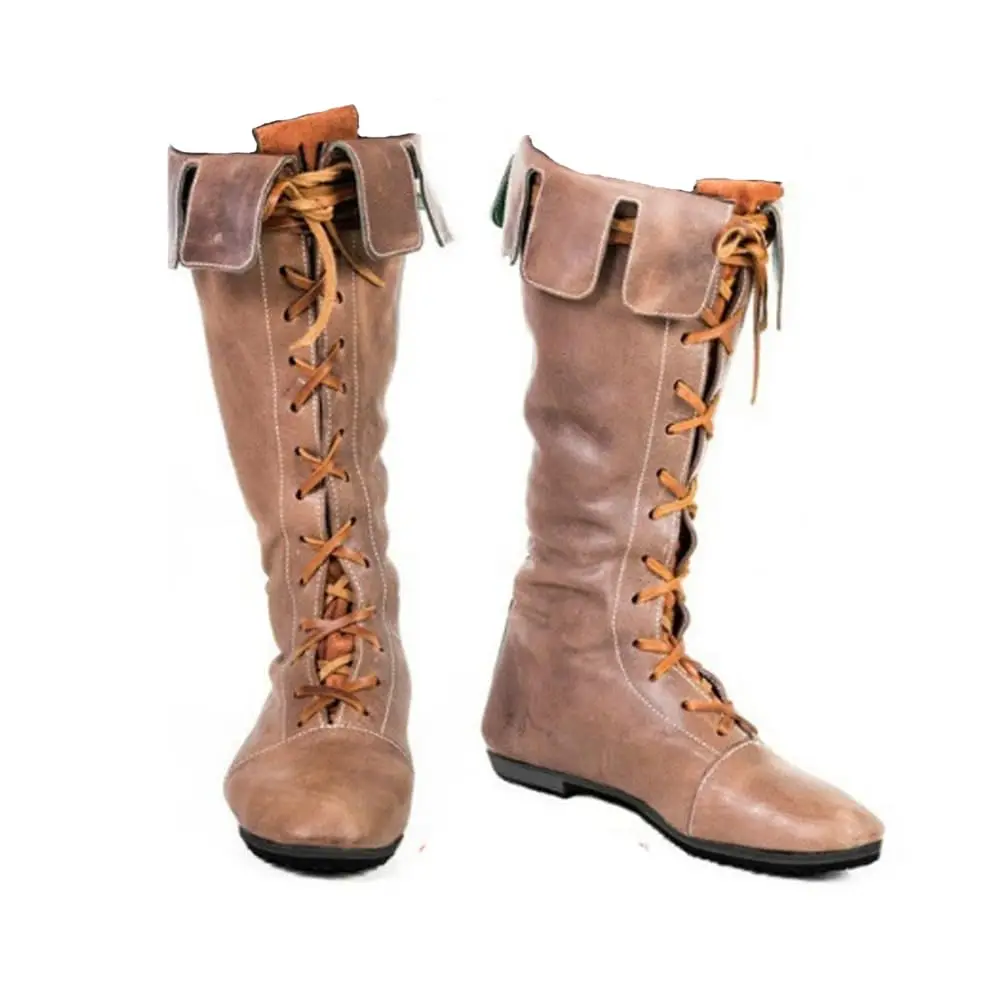 Męskie buty renesansowe Średniowieczne buty pirackie ze skóry PU Zachodnie kowbojskie eleganckie buty rycerskie