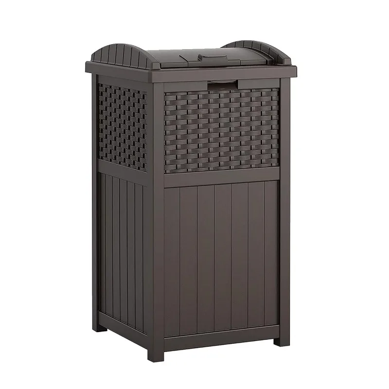 

Suncast 33 Gallon Hideaway Can Resin Outdoor Trash with Lid Use in Backyard, Deck, or Patio, 33-Gallon, Brown