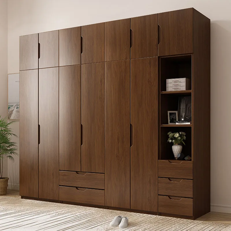 Wooden Storage Closet Organizer Bedroom Clothes Partitions Cabinet Drawers Fabric Wardrobe Kids Guarda Roupa Home Furniture