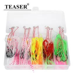 TEASER 20pcs/box Tenya Madai Jig Hook Silicone Rubber Skirts Tai Kabura Octopus Madai Squid Snapper Jigging Sea Fishing Lure