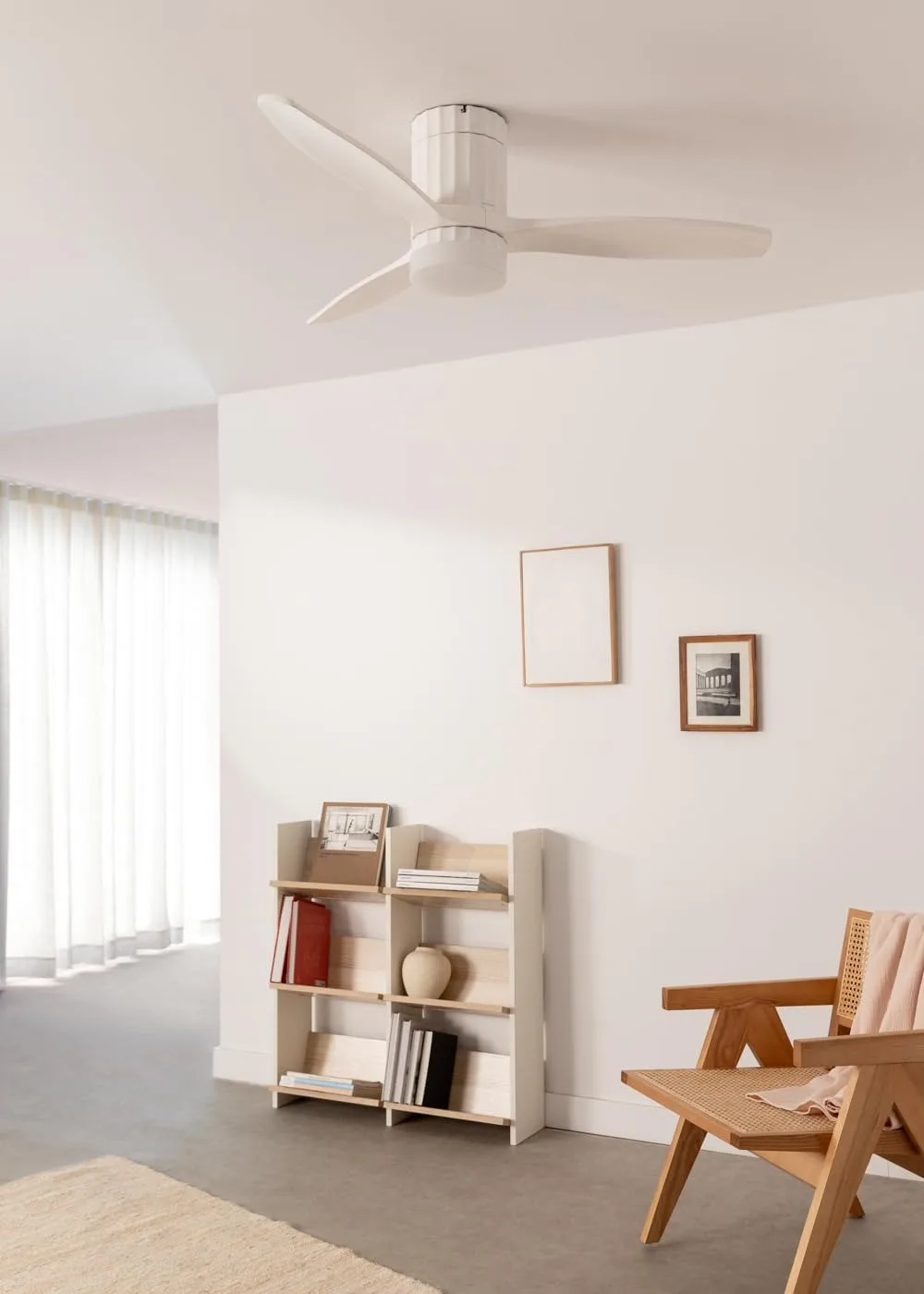 CREATE / WINDCALM LINE/Ventilador de techo con luz blanco y liyas verticales con Wifi y mando / 40W، Silencioso، Ø132 سم، 6 vel