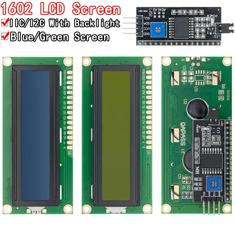 1 Stks/partij Lcd Module Blauw Groen Scherm Iic/I2C 1602 Voor Arduino 1602 Lcd Uno R3 Mega2560 LCD1602