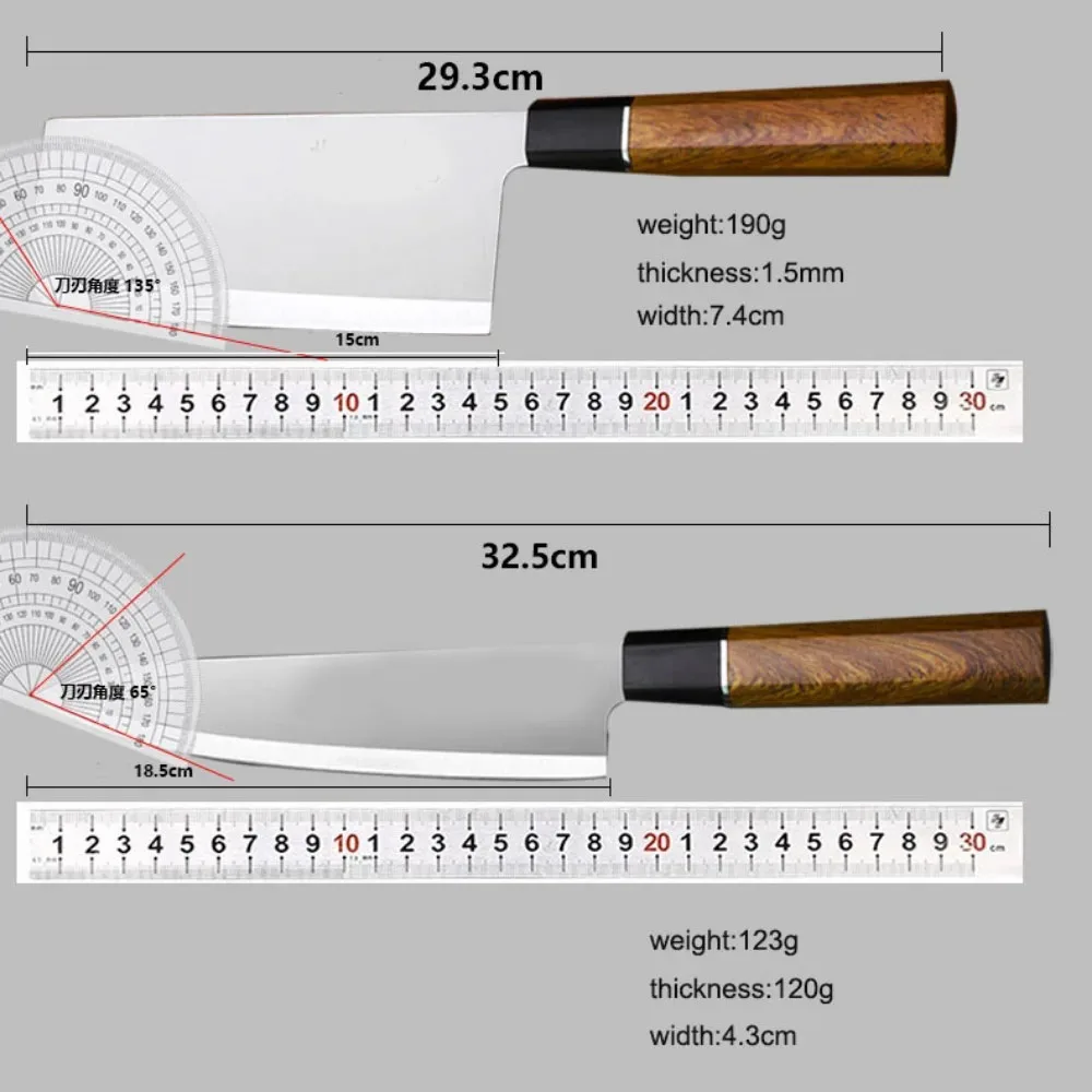 Japanese Chef\'s Knife Sushi Sashimi Knife Stainless Steel Kitchen Slicing Nakiri Knife 5Cr15 Blade Wood Handle Kitchen Tools