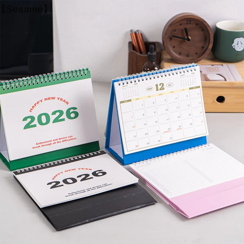 〔Sesame〕Calendar Simple  Book Monthly Daily Planner Scheduler Time Management Home Office Desktop Decoration Standing Calendar