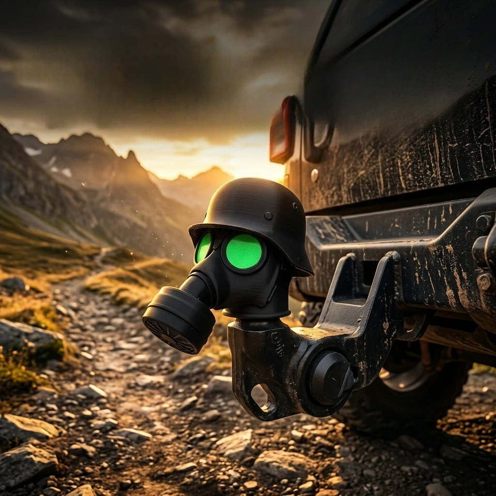 Military Gas Mask Helmet Tow Hitch Cover Receiver Trailer Coupler Cap Universal Car Protector Dustproof Decorative Accessory