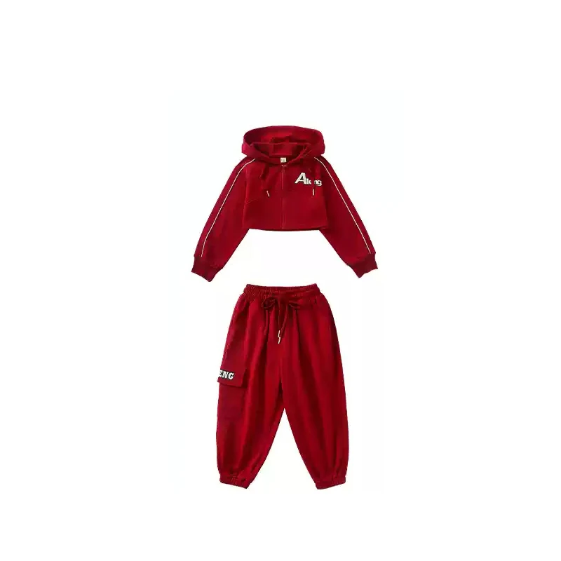 Costumes de danse Hip Hop pour enfants, sweat à capuche rouge pour filles, pantalons Y-adt, tenues d'entraînement, vêtements de danse modernes Jazz, DQS17267, nouveau, 2024