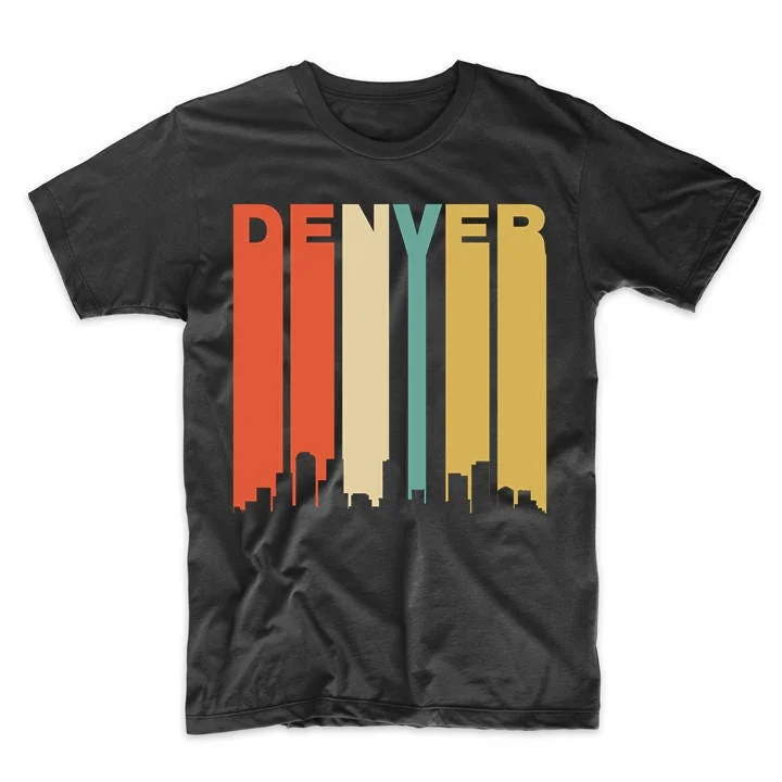 Men'S Denver T Shirt Retro 1970'S Style Colorado Cityscape Downtown Skyline By Really Awesome