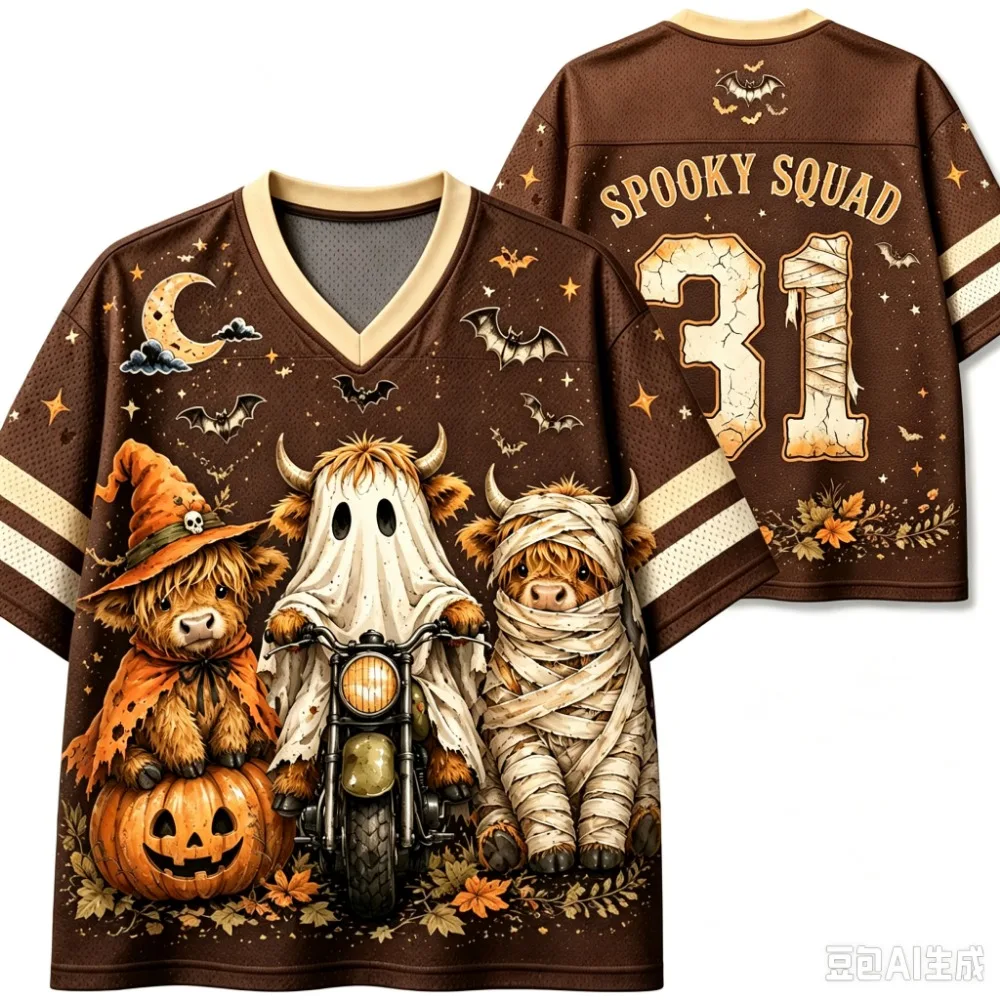 Three Halloween Calves 3D Print Sport Quick-drying Breatha Men V-neckT-Shirt Outdoor Street Casual Cosplay Parent-Child Clothing