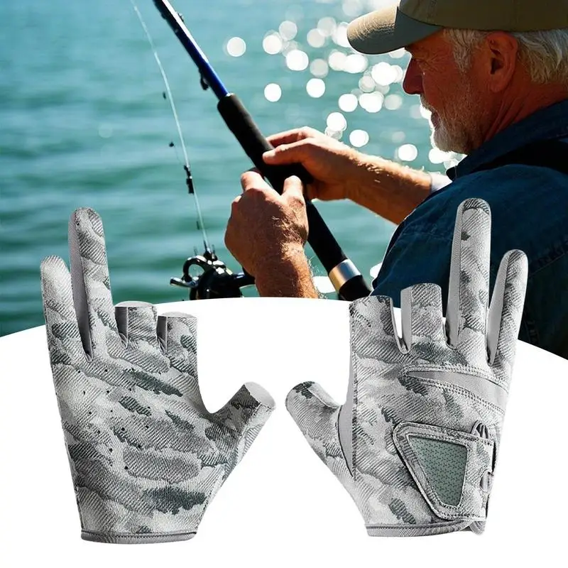 

1pair Breathable Thin Three Finger Cut Gloves Outdoor Fishing Fingerless Gloves Anti Slip Wear Resistant Fishing Gloves