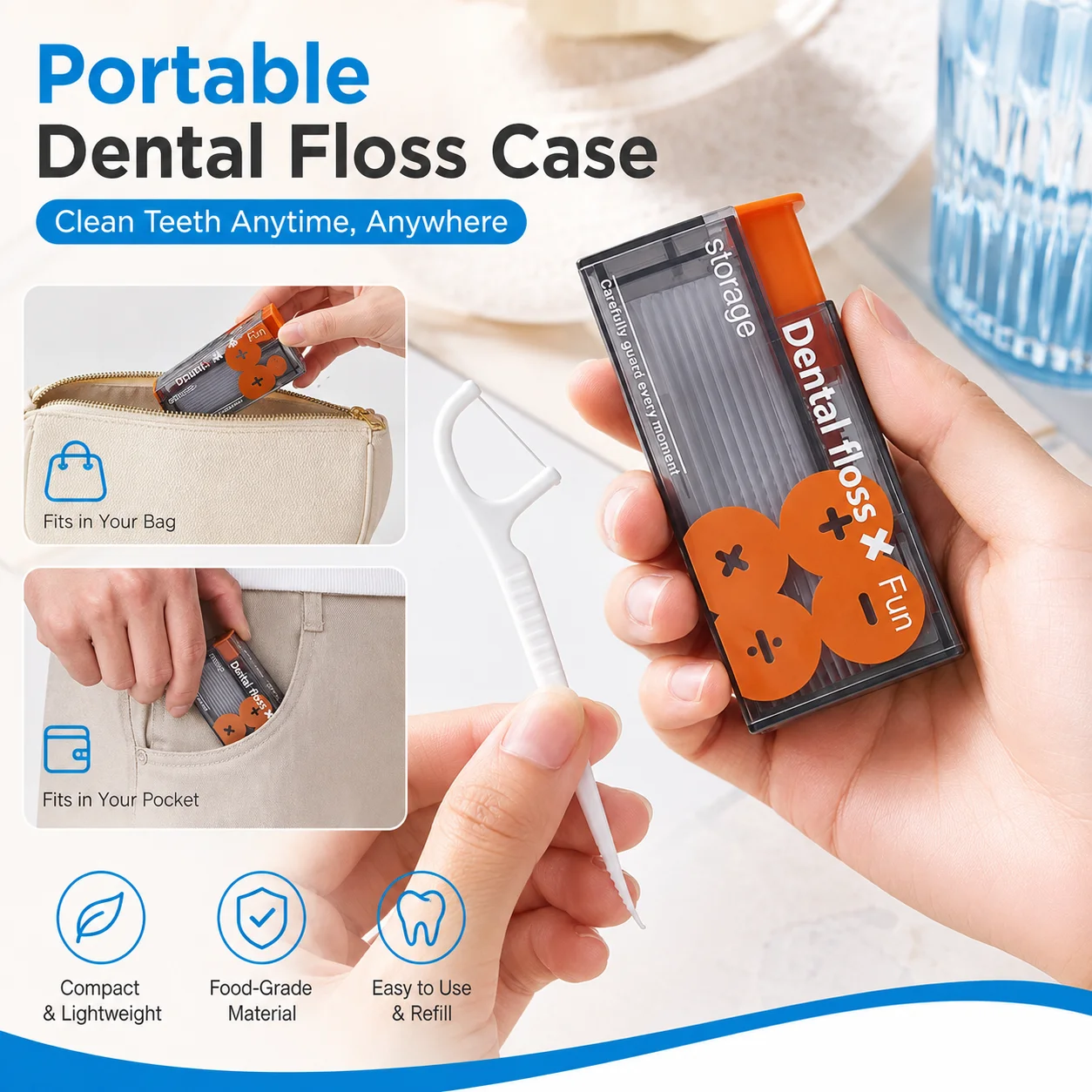1PC Dental Floss Storage Box Compact Tooth Floss Organizer Case Dustproof Portable Holder For Travel Bathroom Oral Cleaning Use