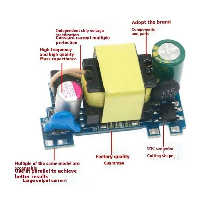 B50B-10Pcs AC-DC Converter Module 220V To 5V 2A Buck Voltage Regulator Low Ripple Switching Power Supply For Electronics