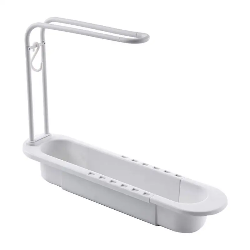 Telescopic Sink Storage Rack Updated Adjustable 2-in-1 Telescopic Sink Storage Rack Holder Adjustable Length Colander Rack