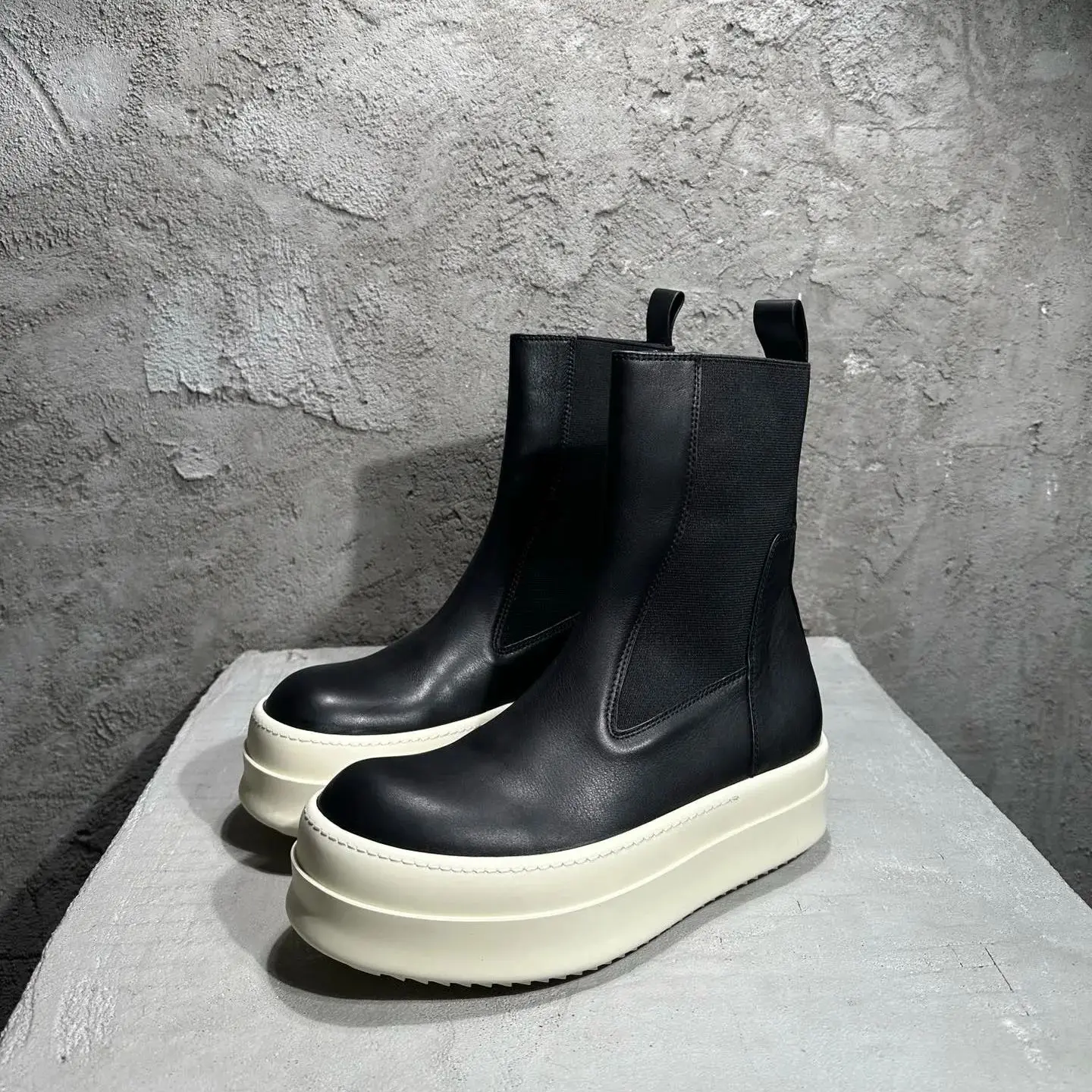 Stivali Chelsea casual fatti a mano Rock Street con suola in vera pelle nappa di alta qualità con suola da 6 cm