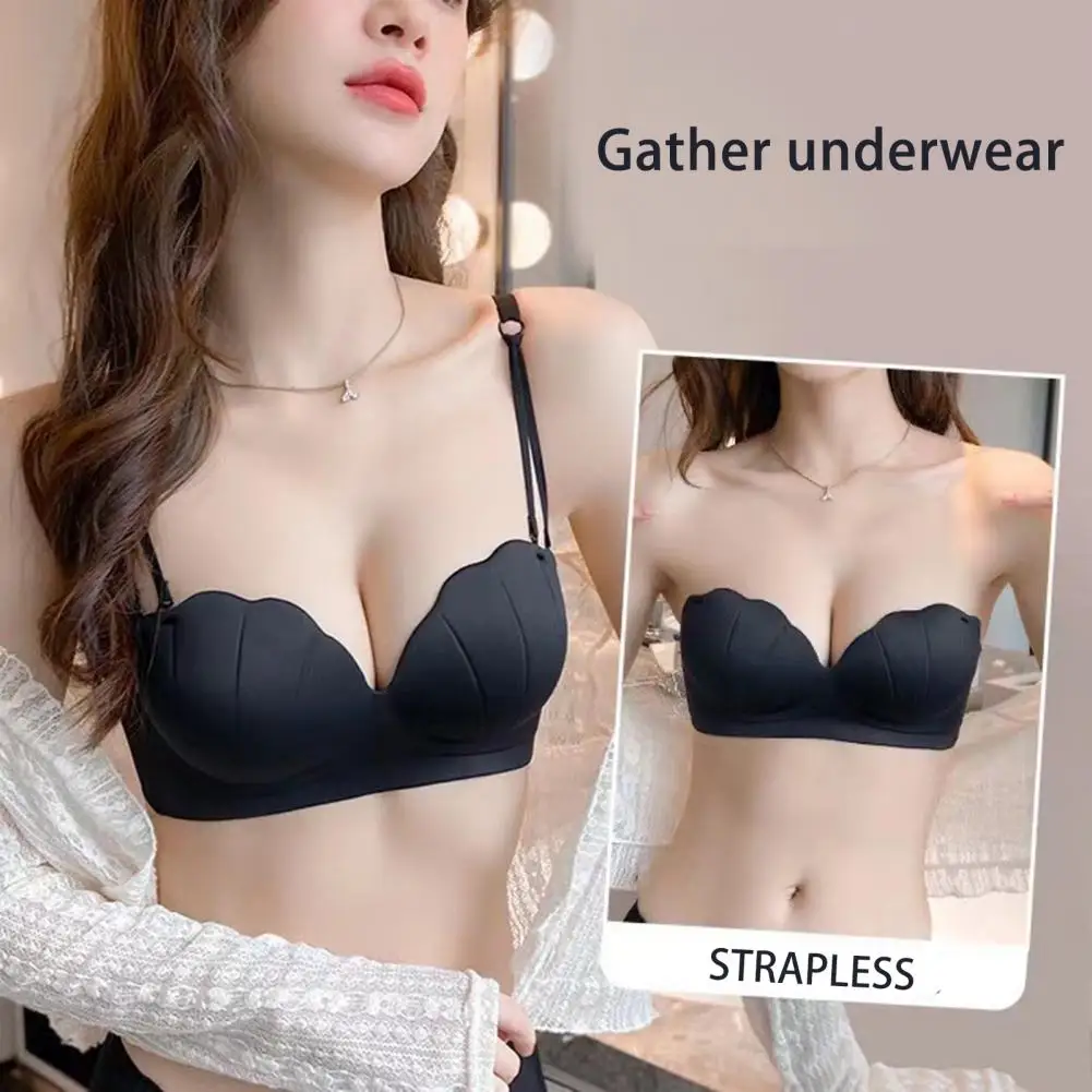 

New small-breasted lingerie collection breast adjustment non-traceless rims summer light bra set anti-slip