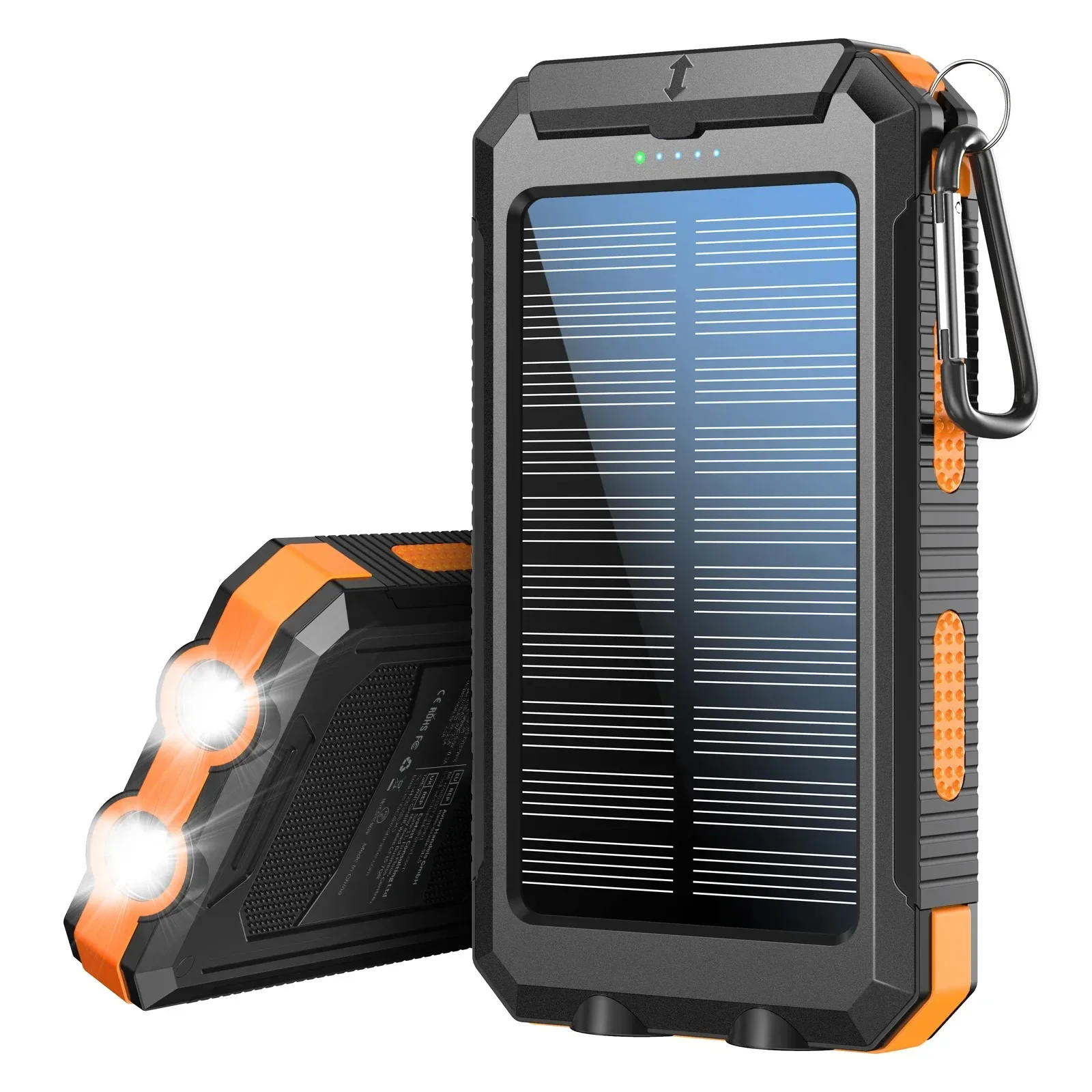 10000mAh Solar Power Bank Outdoor Camping Portable Fast Charger Power Bank Waterproof External Battery Charging with LED Light