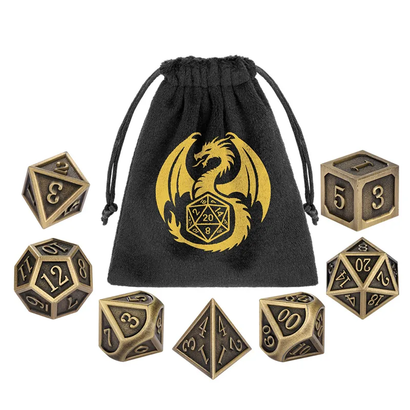 

Large Size 7pcs/set Metal Polyhedral Dice for Table Board Role Play Gaming with RPG Dice Watch Case Storage Bag