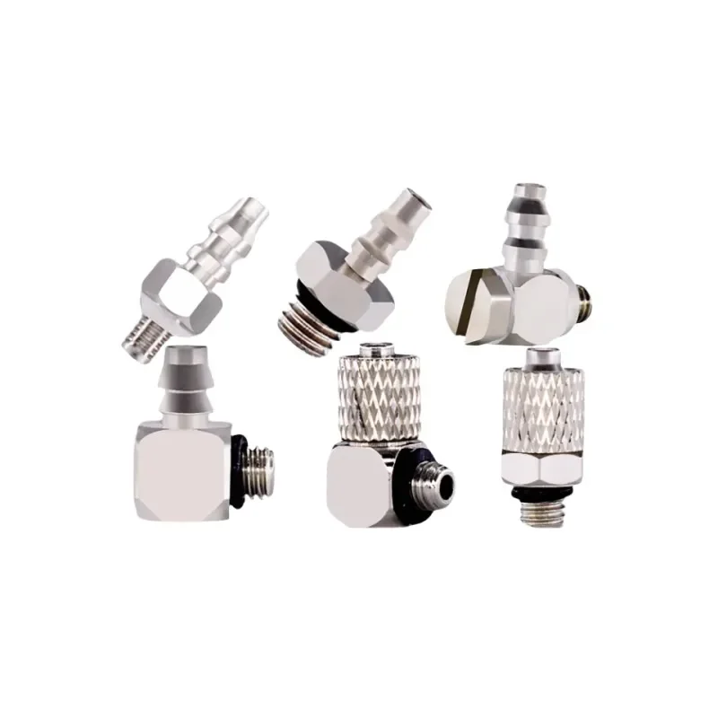 2Pcs 304 stainless steel fittings micro connector Mini M5 thread 4mm PU tube straight  Elbow bend M5-4 air cylinder connector