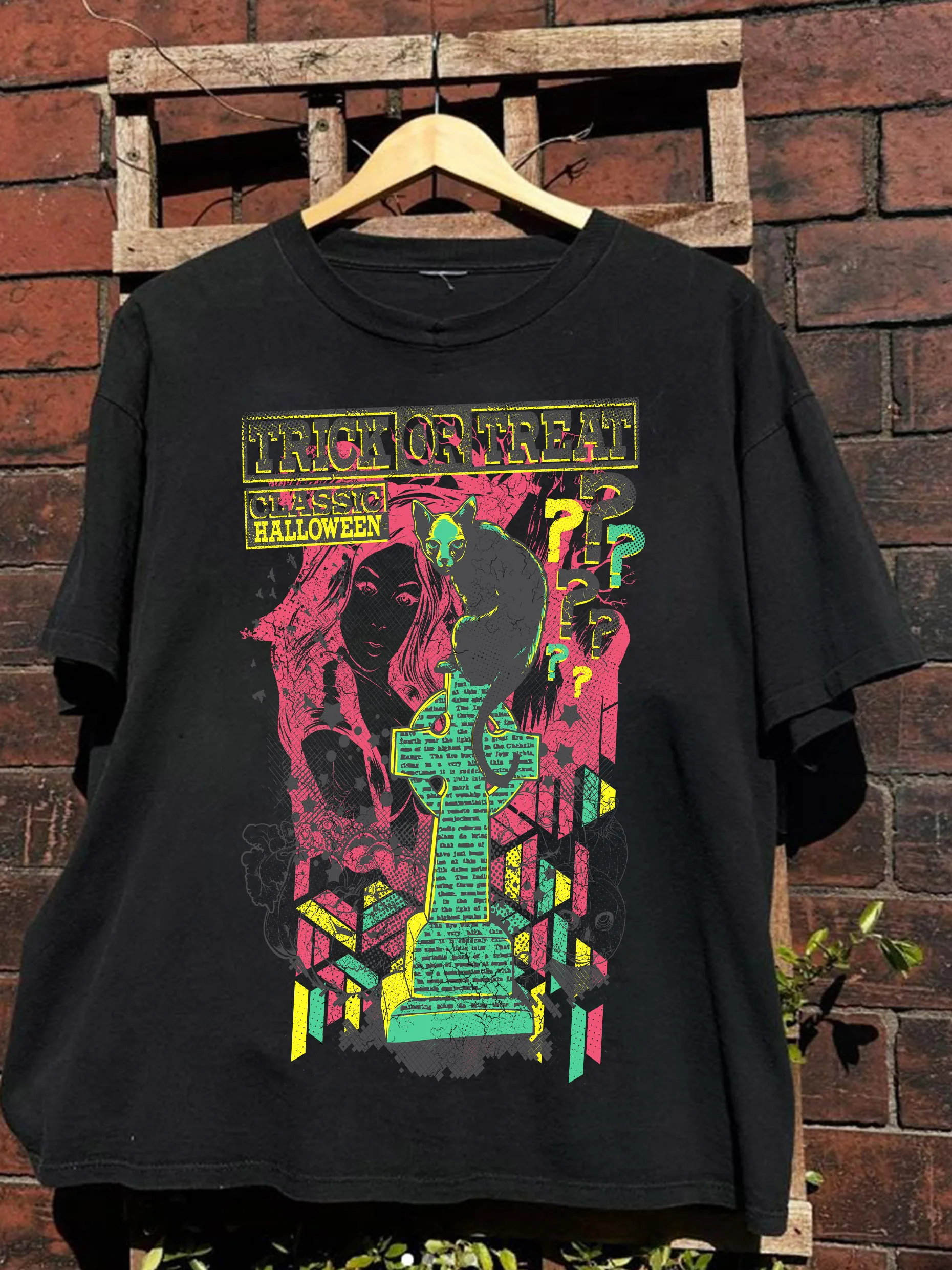 

Мужская футболка с принтом «Кот и крест», черная с круглым вырезом с короткими рукавами, 100% хлопок