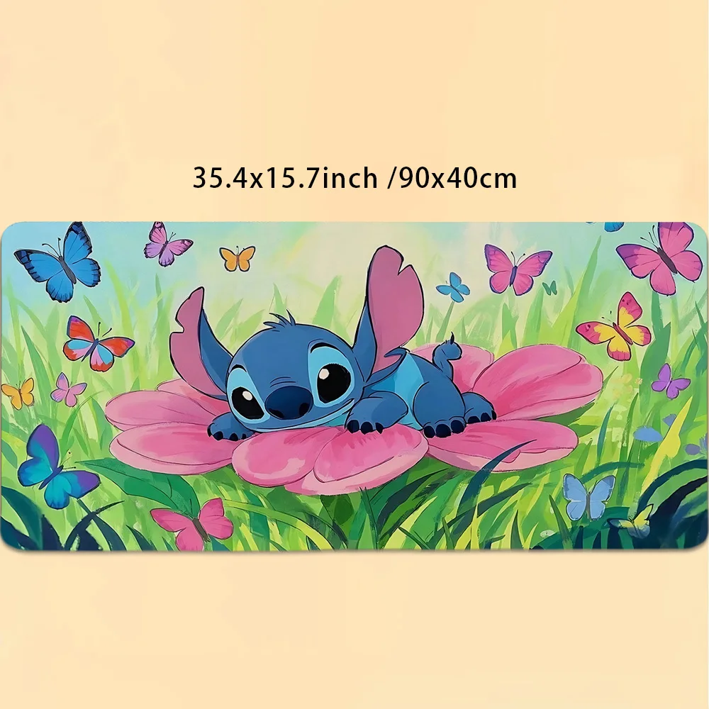 Karakter Kartun Disney Kawaii Stitch, Kupu-kupu Monster Biru, Alas Mouse Gaming Besar dengan Ilustrasi Gambar Tangan, Pri HD Keren