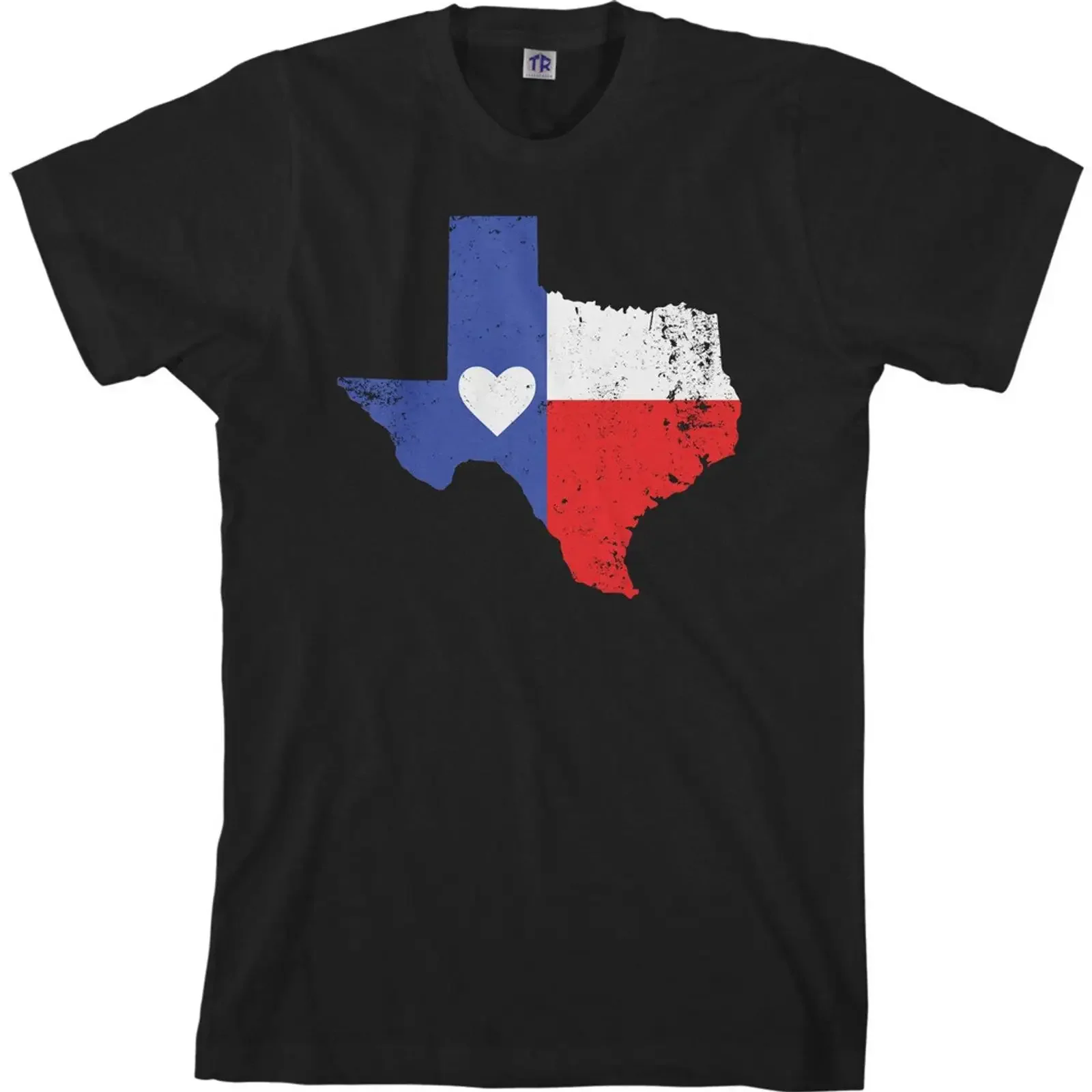 Texas State Flag With Heart Men's T Shirt Texan Pride Love vintage Washed Unisex Breathable graphic designer clothes Versatile