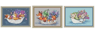 

Quality Beautiful Counted Cross Stitch Kits Embroidered Home Decoration TSmall animals on board