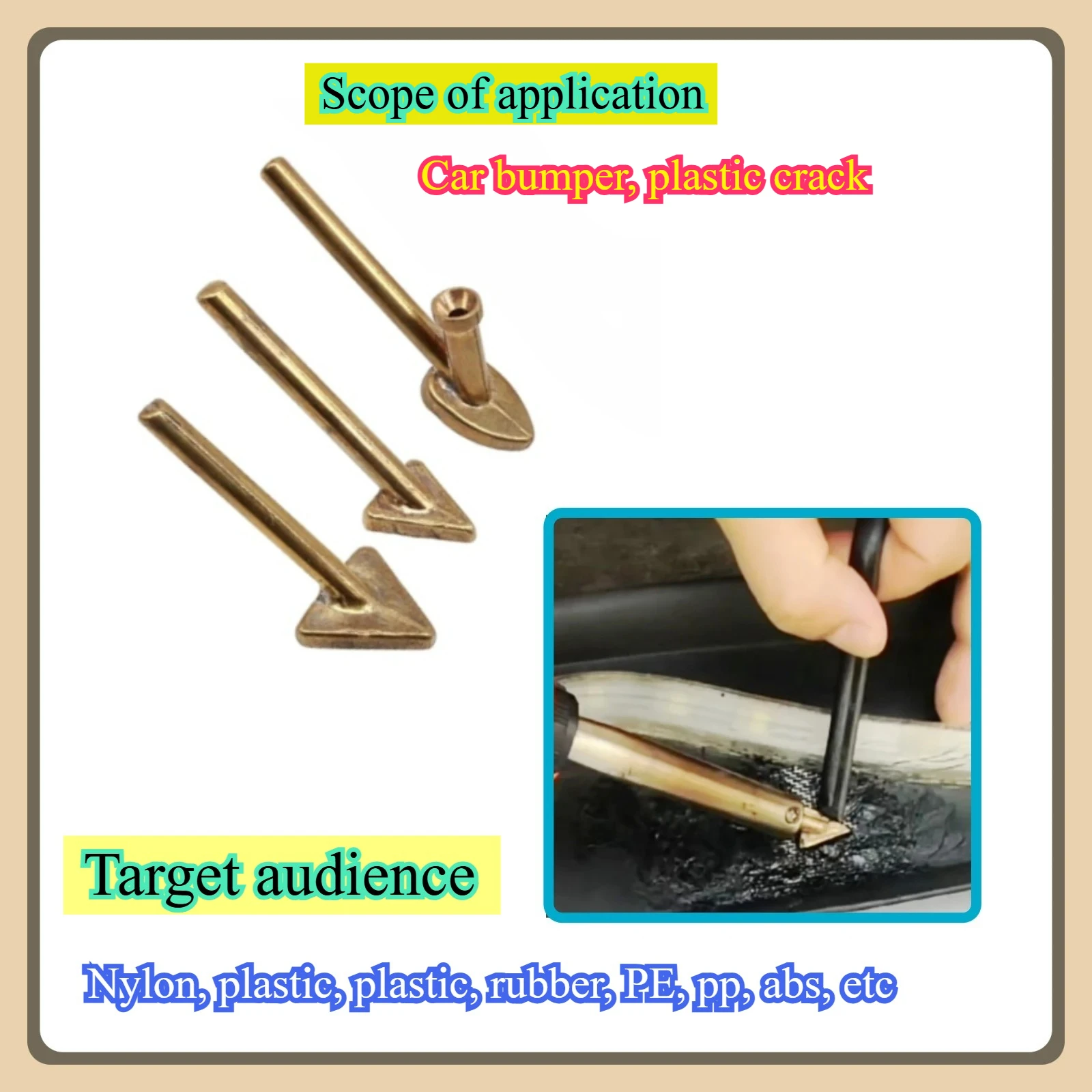 

Plastic Welding Tool, Heat Smoothing Soldering Tip, Triangular Flat Head Welder Accessory for Plastic Repair Machine