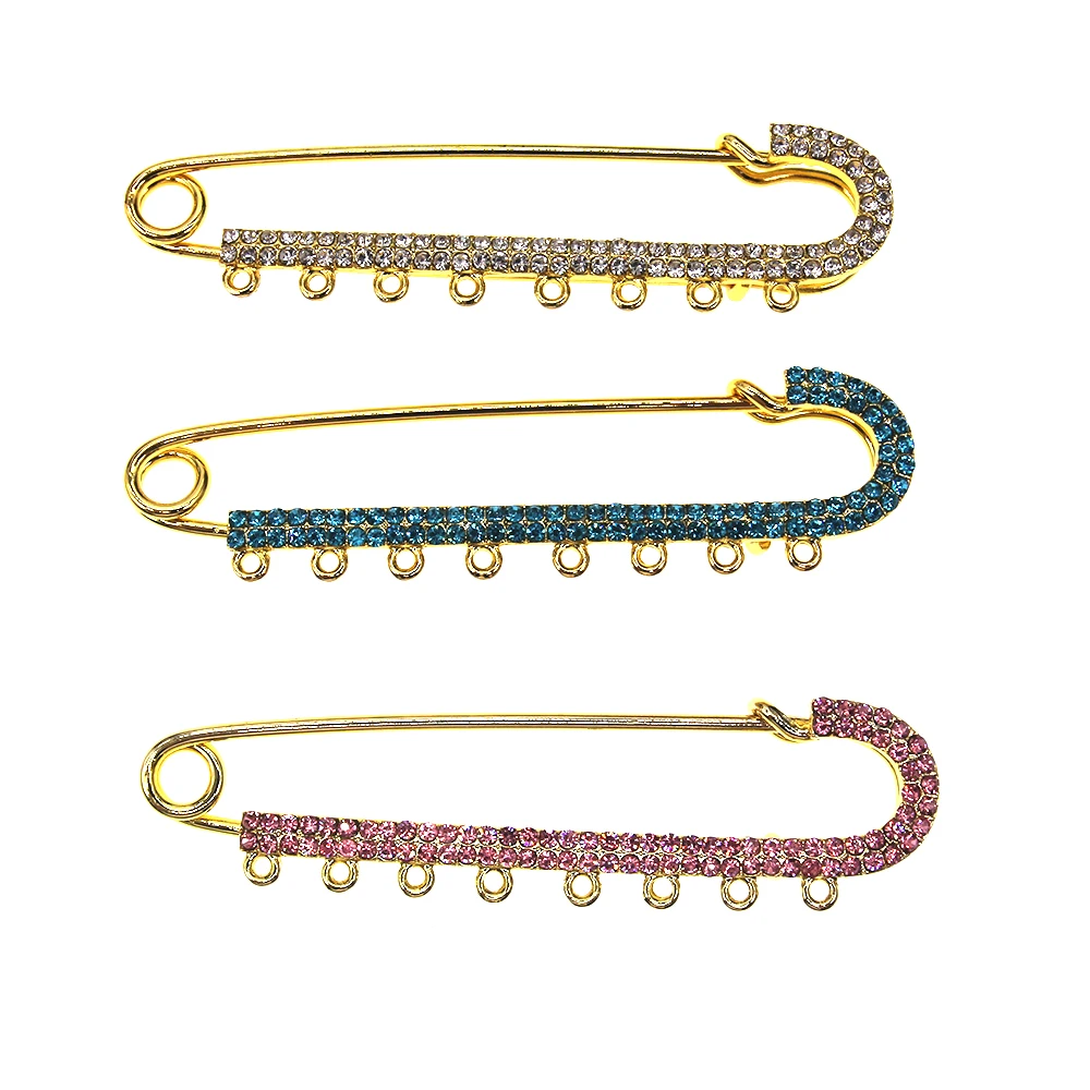 

30pcs/lot 10cm 8cm Gold Plated Rhinestone Baby Stroller Pins Big Baby Brooch Pin Crystal Islamic Muslim Safety Pins