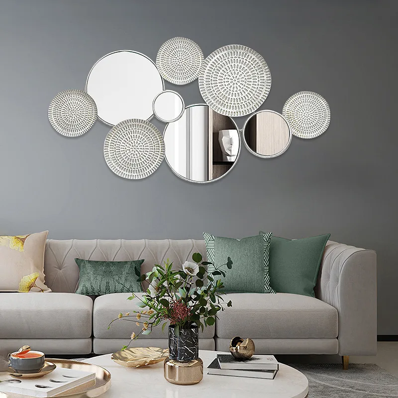 Decoração de Parede em Metal 3D Espelhado Prateado Moderno Simples, Arte em Ferro, Decoração de Arte Natural para Sala de Estar e Casa