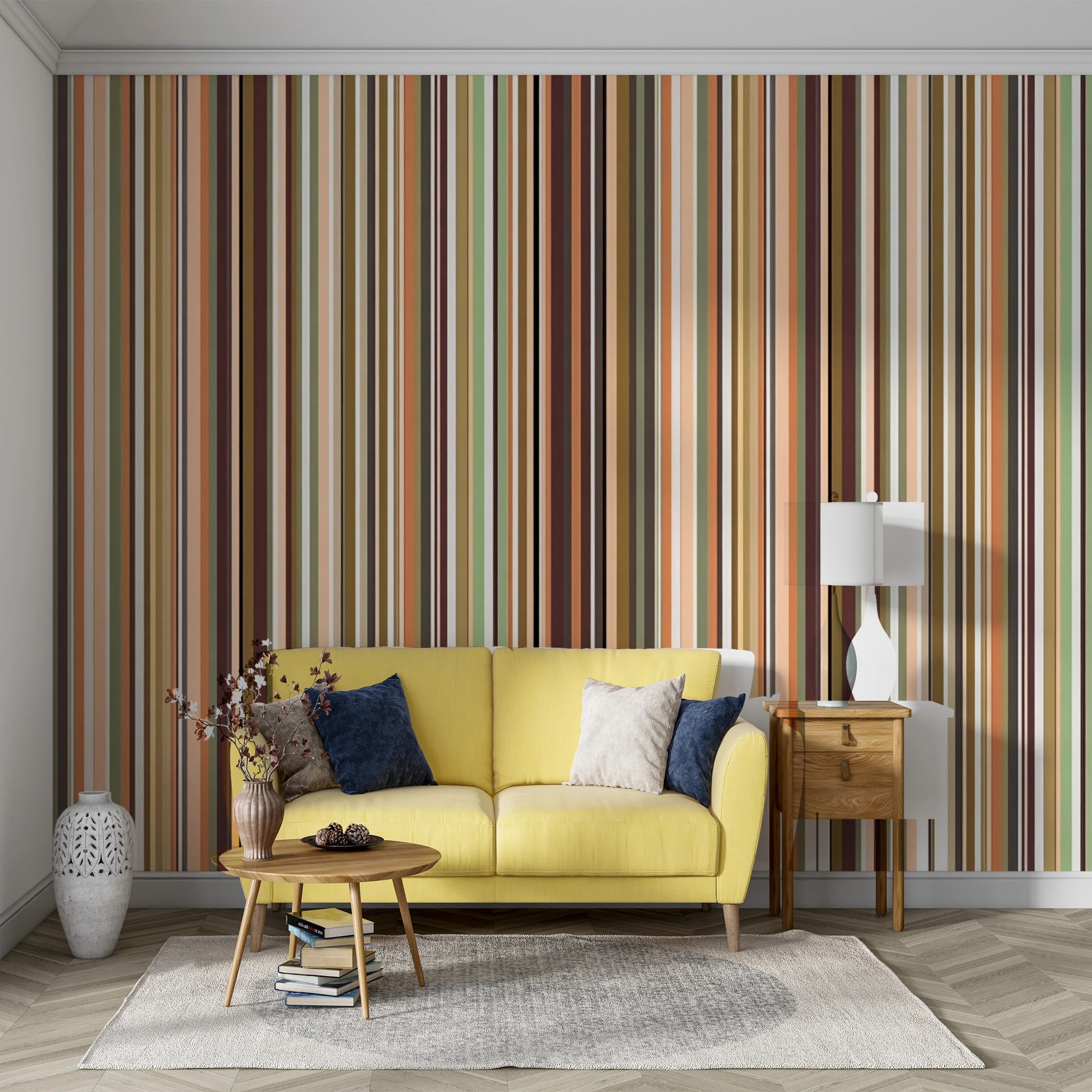 Custom Vertical Striped Mural Wallpaper Retro Multicolor Stripe Texture Wall Paper for Living Room Bedroom Home Decor