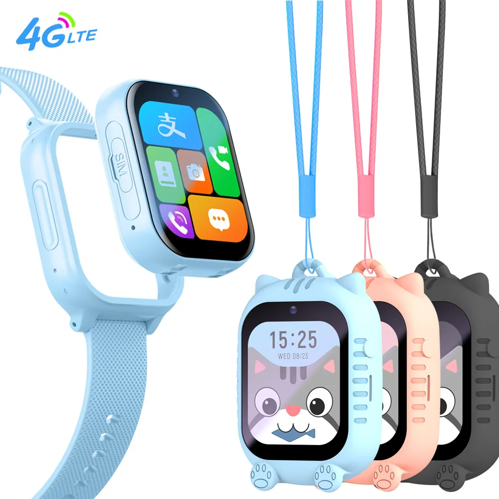 4G Child Smartwatch Hanging Neck Dual-purpose with LBS Location Tracking Video Call SOS Kids Phone Watch Suitable for Boys Girls