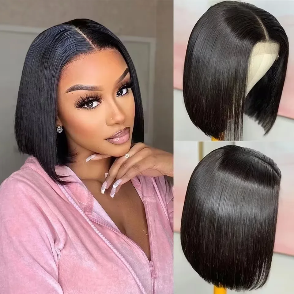 Straight Frontal Bob Wig Pre Plucked 13x4 13X6 4x4 HD Lace Human Hair Wigs Brazilian Straight Short Bob Wig For Women 10 14 Inch