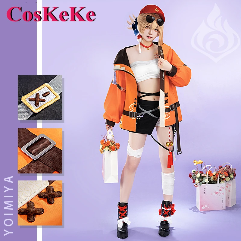 CosKeKe Yoimiya Cosplay Game Genshin Impact Costume Flowers Birds And Love Sweet Nifty Uniform Daily Wear Role Play Clothing New