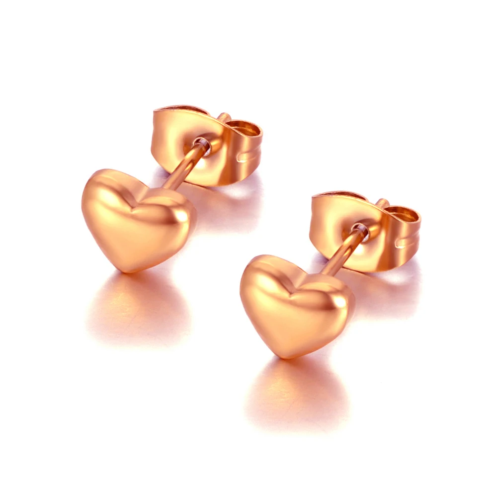 JeeMango Romantic Titanium Stainless Steel Love Heart Stud Earrings Classic Wedding Party Earrings For Women Kolczyki JE21054