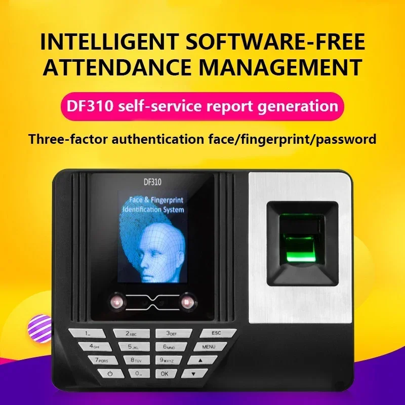 DF310 Face Recognition Attendance Fingerprint Punch Card Face Recognition Sign Machine Brush Face To Work  Punch 2.8 Inch Screen