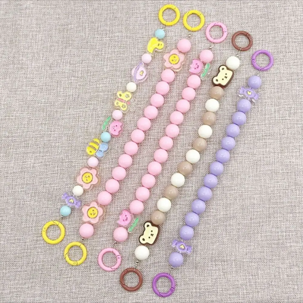 Cute Acrylic Tulip Beaded Chain Keyring Anti Loss Detachable Phone Lanyard Colorful Cartoon Bag Chain Strap Woman Girls