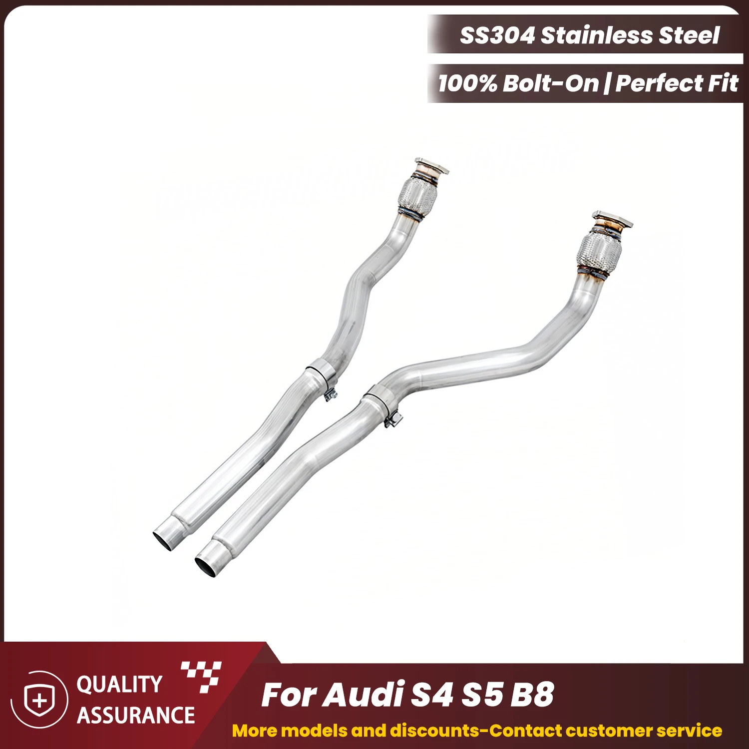 

ECCF Sports Resonant tube For Audi S4 S5 B8 Aggressive Exhaust Sound High Flow Performance Upgrade