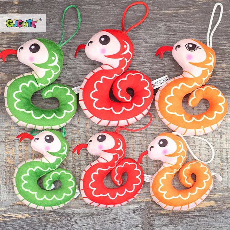 Cartoon Printed Small Snake Plush Small Pendant Bag Hanging Keychain Chinese Zodiac Snake Year Mascot Plush Toy Accessories