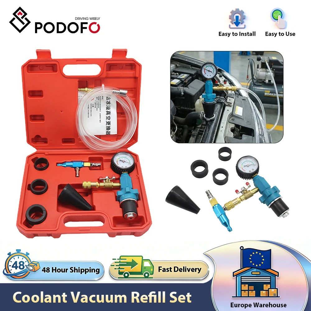 Kit de purge du système de refroidissement Podofo, outil de remplissage de liquide de refroidissement sous vide, pour la réparation automobile et de camions, outil de remplissage de liquide antigel