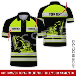 Custom Name Cosplay Crane Heavy Equipment Operator Worker Excavator 3DPrint Summer Harajuku Polo Shirts Jersey Short Sleeves X2
