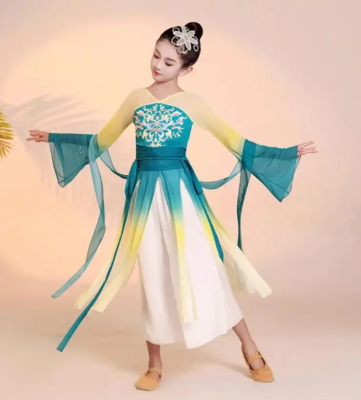 Feminino Profissional Performance Prática Roupas, Desgaste Nacional da Dança Yangko, Elegante Traje Chinês Antigo