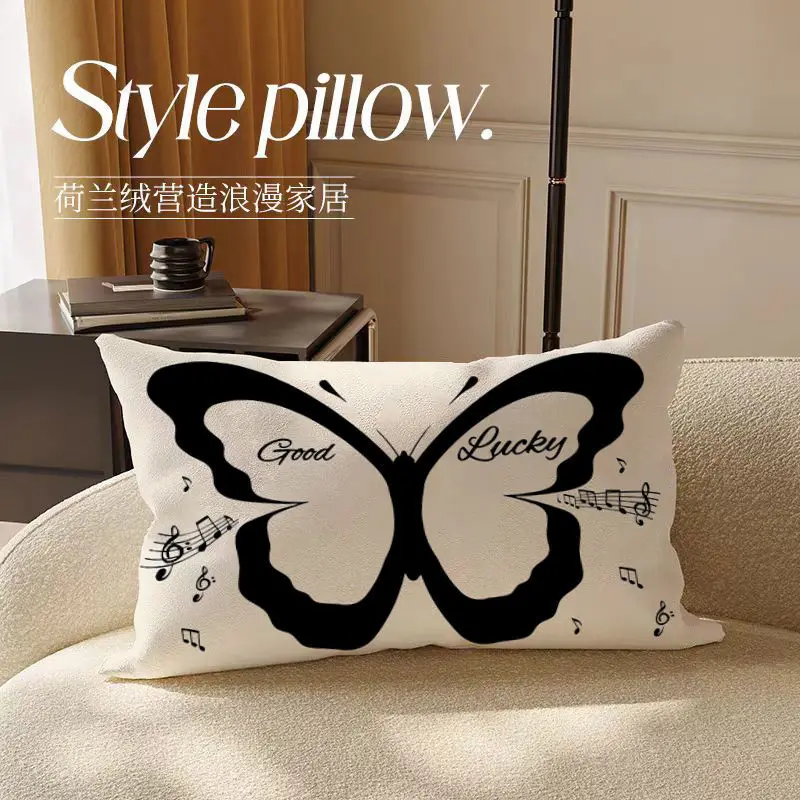 Chinese Butterfly Pillow,Retro Living Room Sofa Pillow,Bedroom Dormitory Headboard Ultra Soft Cushion,Exquisite Home Decoration