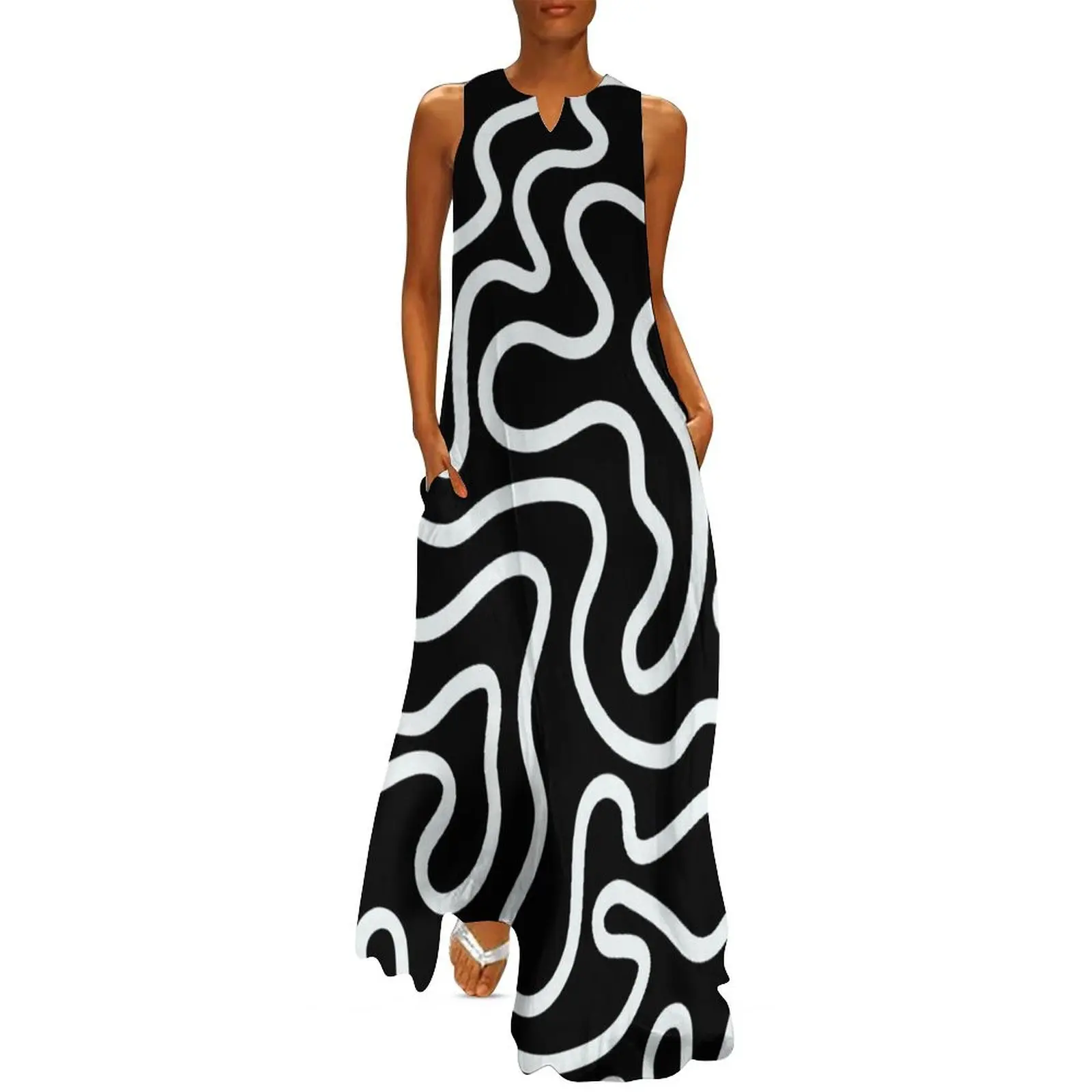 

Abstract #1 Black and White 60's Pop Art Long Dress Women's summer skirt women's summer dress 2025 Dress