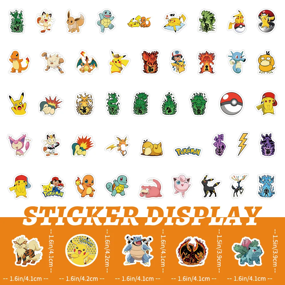 

100PCS Cute Pokémon Anime Stickers Decoration DIY Phone Notebook Suitcase Laptop Fridge Graffiti Cartoon Sticker Kids Toys Gifts
