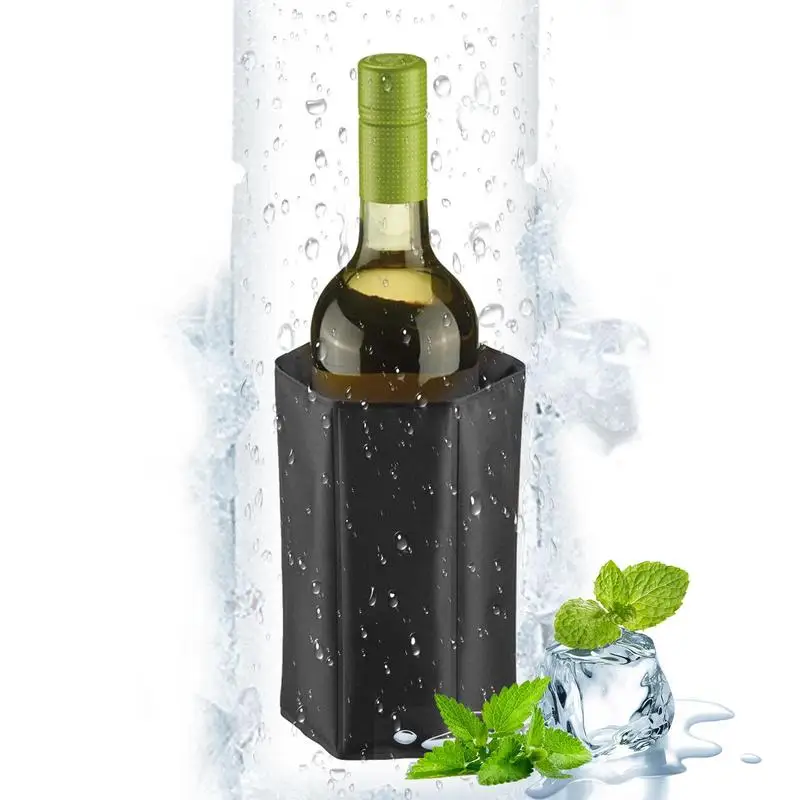 

Wine Ice Bag Reusable Wine Bottle Chiller Black Storage Carrier For Iced Drinks Portable Beverages Travel Pouch For Keeping