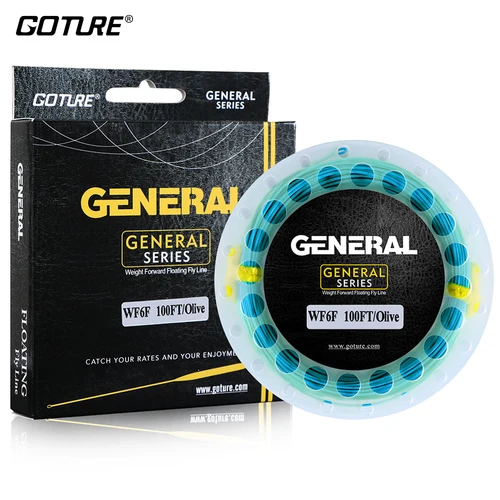 Línea de pesca con mosca Goture GENERAL 30M/100FT WF 3/4/5/6/7/8F peso hacia adelante línea de pesca con mosca flotante con bucles soldados 7 colores opcionales