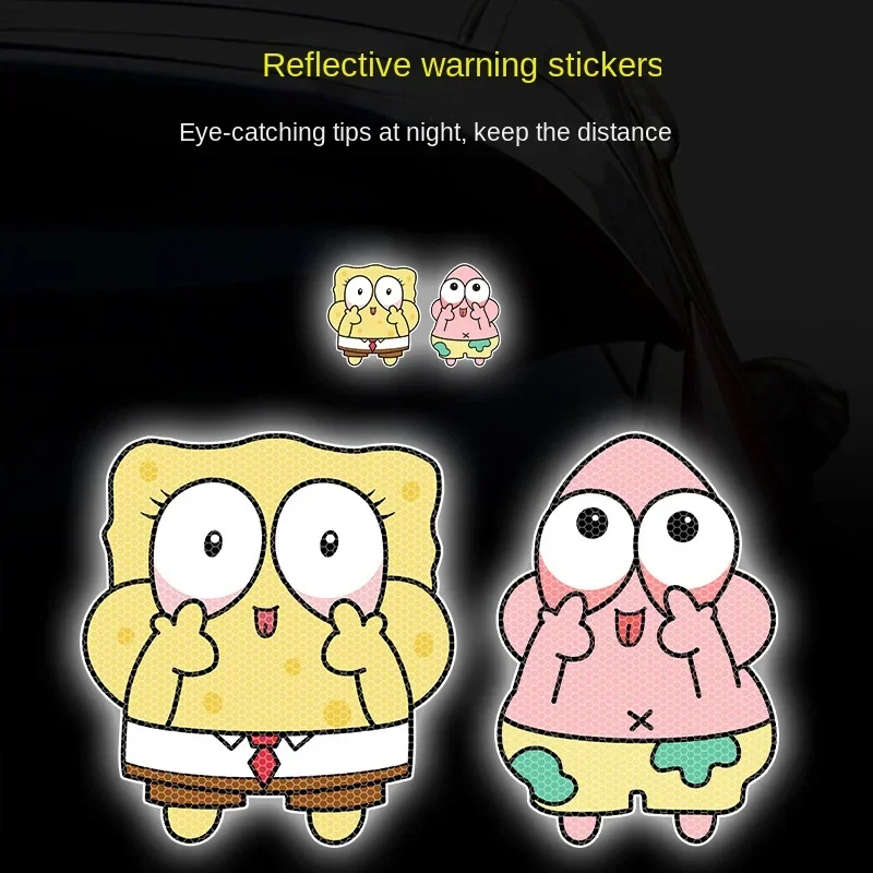 SpongeBob SquarePants Patrick Star Reflective Car Stickers Quirky Electric Car Motorcycle Body Decoration Stickers Car Stickers