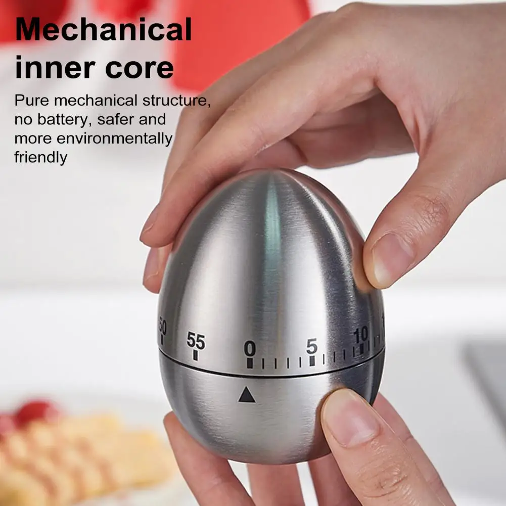 Stainless Steel Kitchen Timer Rust-resistant Timer Mechanical Kitchen Timer 60-minute Countdown Alarm Loud 70db Bell Stainless