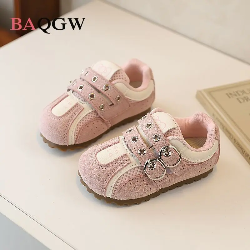 2026 Dual Velcro Strap Mesh Toddler Sneakers Breathable Soft Non‑slip Rubber Sole Casual Footwear for Baby Girls Boys