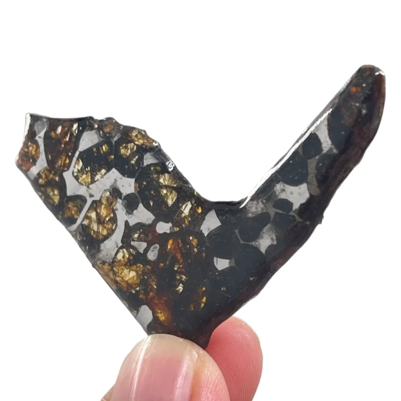 Natural Seymchan Pallasite Meteorite L Shaped Slice Hand Polished Olivine Meteorite Specimen For Collection Desktop Decor -TA838