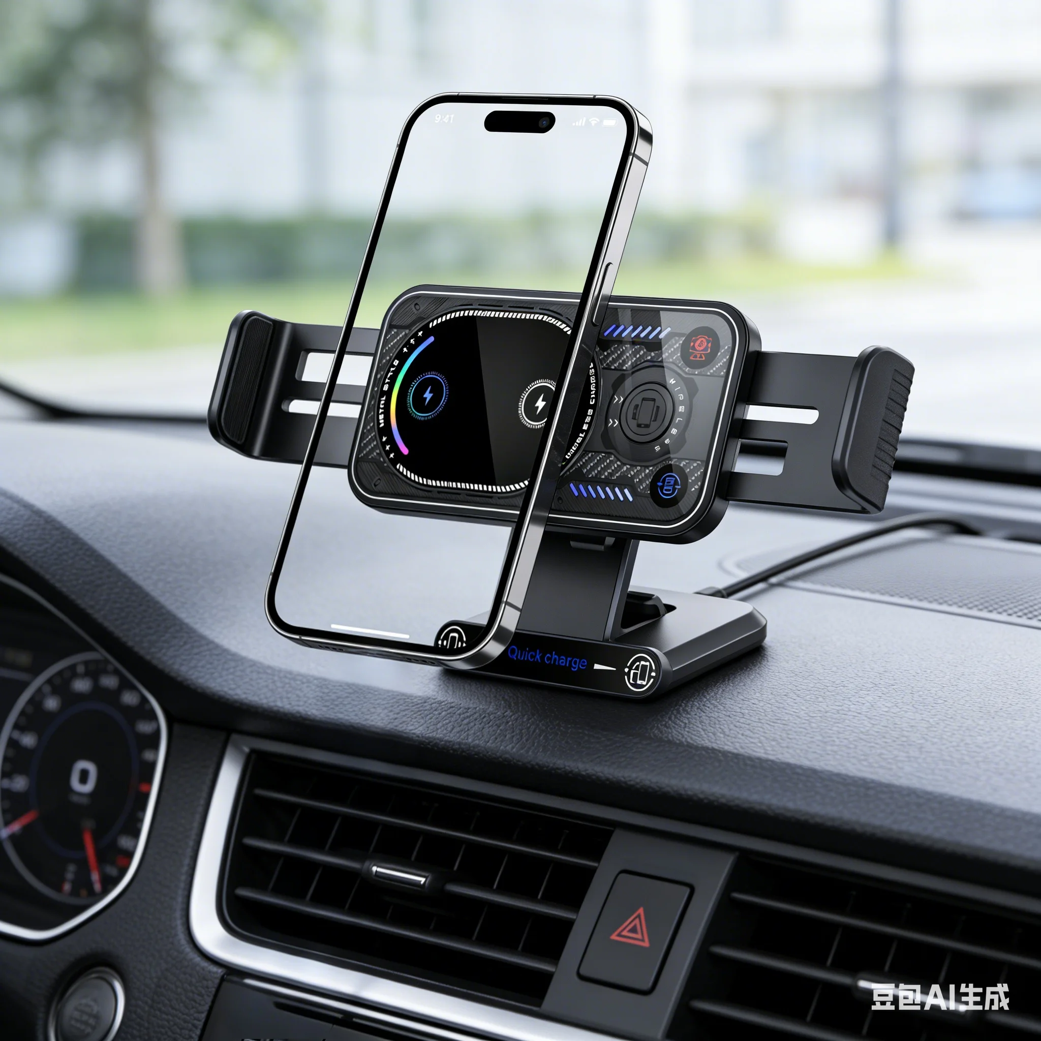 

15W Wireless Phone Charging Station Mount With LED Light And Auto Clamping Fast & Versatile Wireless Charging Phone Bracket